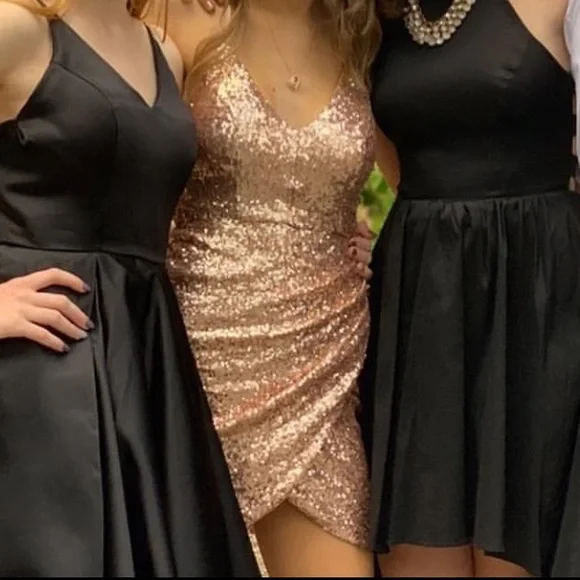 Rose gold sequin homecoming dress - Picture 2 of 4